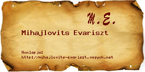 Mihajlovits Evariszt névjegykártya